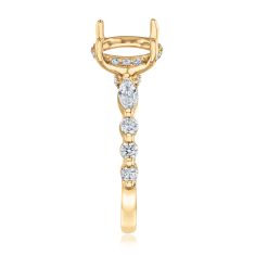 1/2ctw Marquise and Round Diamond 14k Yellow Gold Engagement Ring Setting