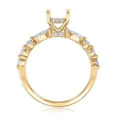 1/2ctw Marquise and Round Diamond 14k Yellow Gold Engagement Ring Setting