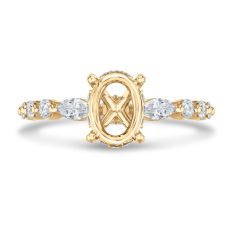 1/2ctw Marquise and Round Diamond 14k Yellow Gold Engagement Ring Setting