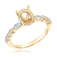 1/2ctw Marquise and Round Diamond 14k Yellow Gold Engagement Ring Setting 1