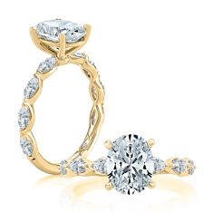 A.JAFFE 3/4ctw Marquise Diamond Band 14k Yellow Gold Engagement Ring Setting