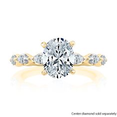 A.JAFFE 3/4ctw Marquise Diamond Band 14k Yellow Gold Engagement Ring Setting 1