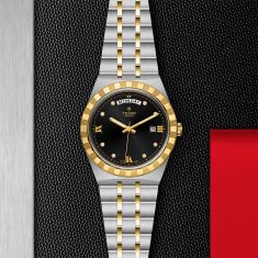 TUDOR Royal Diamond-Set Black Dial Stainless Steel and Yellow Gold Watch 41mm - M28603-0005