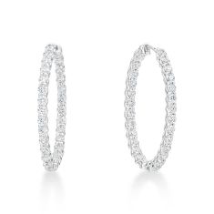 4ctw Diamond 18k White Gold Inside Out Hoop Earrings 1