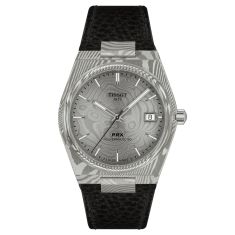 Tissot PRX Powermatic 80 Damascus Steel Black Leather Strap Watch 38mm - T1378079608100 1