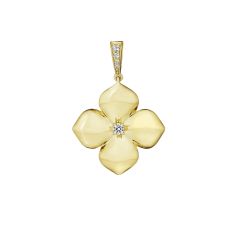 Penny Preville 1/6ctw Diamond 18k Yellow Gold High Polish Flower Medallion 1