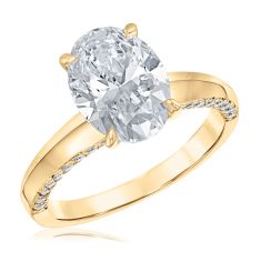 Downton Abbey 3 1/2ctw Oval Lab Grown Diamond 14k Yellow Gold Engagement Ring - Lady Rose 1