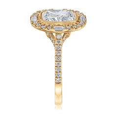 Downton Abbey 4ctw Elongated Cushion Lab Grown Diamond 14k Yellow Gold Engagement Ring - Lady Rose