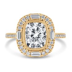 Downton Abbey 4ctw Elongated Cushion Lab Grown Diamond 14k Yellow Gold Engagement Ring - Lady Rose