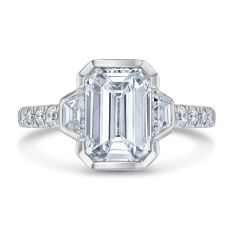 Downton Abbey 4ctw Emerald Lab Grown Diamond 14k White Gold Engagement Ring - Lady Mary