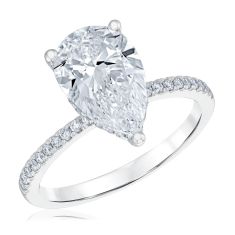 3 1/2ctw Pear Lab Grown Diamond 14k White Gold Hidden Halo Engagement Ring 1