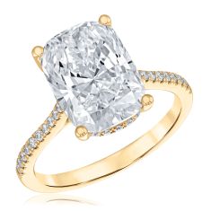 5 1/3ctw Cushion Lab Grown Diamond 14k Yellow Gold Hidden Halo Engagement Ring 1