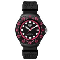 TAG Heuer FORMULA 1 Solargraph Black and Pink Dial Black Rubber Strap Watch 38mm - WBY111D.FT8084 1