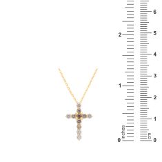 Desert Diamonds 1/2ctw 10k Yellow Gold Cross Pendant Necklace
