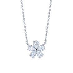 Kwiat Cluster 3/4ctw Pear Diamond Platinum Floral Pendant Necklace 1