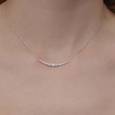 Kwiat Lyric 3/8ctw Diamond 18k White Gold Curved Bar Necklace