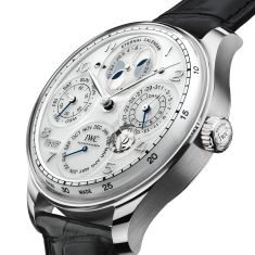 IWC Portugieser Eternal Calendar White Dial Black Leather Strap Watch 44.4mm - IW505701