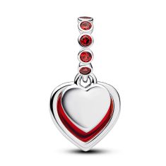 Pandora Red Murano Glass Heart Double Dangle Charm