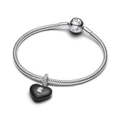 Pandora Matte Black Ceramic Heart Padlock Dangle Charm