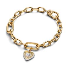 Pandora ME Radiating White Heart Gold-Plated Medallion Charm