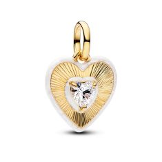 Pandora ME Radiating White Heart Gold-Plated Medallion Charm 1