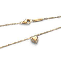 Pandora Engravable Heart Halo Gold-Plated Collier Necklace