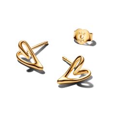 Pandora Organically Shaped Heart Gold-Plated Stud Earrings