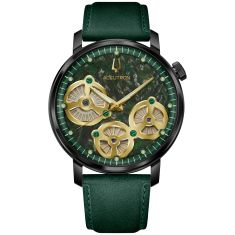 Accutron Electrostatic Spaceview Evolution Green Suede Strap Watch 43.5mm - 28A210