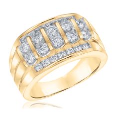Men's 1 1/2ctw Diamond 14k Yellow Gold Ring 1