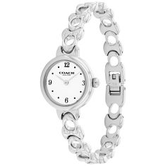 COACH Iris White Dial Stainless Steel Signature Link Bracelet Watch 22.5mm - 14504651-T