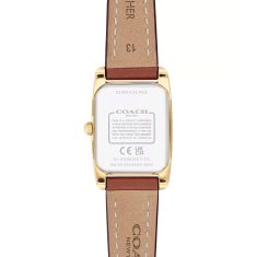 COACH Reese White Dial Saddle Brown Leather Strap Watch 20x30mm - 14504643