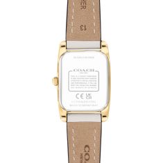 COACH Reese White Dial Chalk Leather Strap Watch 20x30mm - 14504645