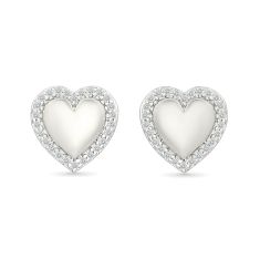 1/10ctw Diamond Sterling Silver Heart Stud Earrings 1