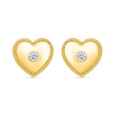 1/20ctw Diamond 10k Yellow Gold Heart Stud Earrings 1