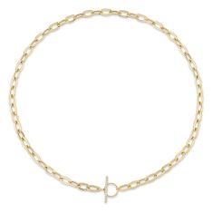 Shy Creation 1/8ctw Diamond 14k Yellow Gold Paperclip Link Necklace