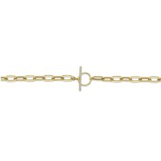 Shy Creation 1/8ctw Diamond 14k Yellow Gold Paperclip Link Necklace