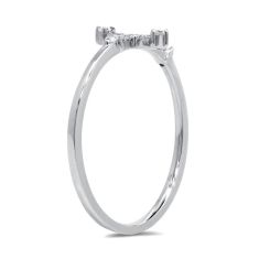 Shy Creation 1/10ctw Diamond 14k White Gold Cross Ring