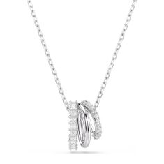 Swarovski Hyperbola Round and Square Zirconia Necklace, Rhodium-Plated 1