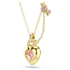Swarovski Idyllia Crystal and Zirconia Heart and Key Pendant Necklace, Gold-Tone Plated
