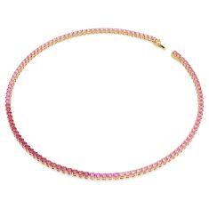 Swarovski Matrix Pink Zirconia Tennis Necklace, Gold-Tone Plated