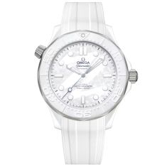 OMEGA Seamaster Diver 300M Co-Axial Master Chronometer White Dial White Rubber Strap Watch 43.5mm - O52292442004001