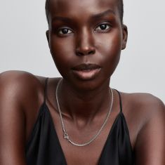 Pandora Pavé Clasp Foxtail Chain Charm Necklace