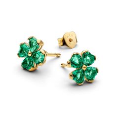 Pandora Green Lucky Clover Gold-Plate Stud Earrings
