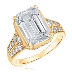 Downton Abbey 5 1/2ctw Emerald Lab Grown Diamond 14k Yellow Gold Engagement Ring - Lady Mary