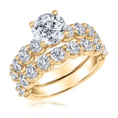 5ctw Round Lab Grown Diamond 14k Yellow Gold Engagement and Wedding Ring Bridal Set 1
