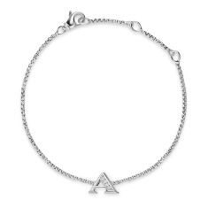 David Yurman Petite Initial Chain Bracelet in Sterling Silver with Diamond A