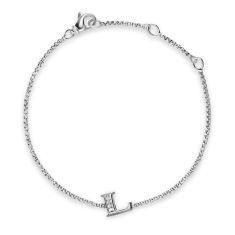 David Yurman Petite Initial Chain Bracelet in Sterling Silver with Diamond L