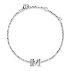 David Yurman Petite Initial Chain Bracelet in Sterling Silver with Diamond M