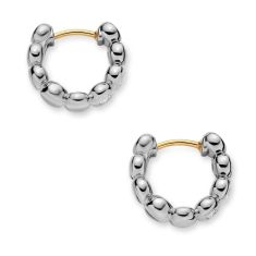 David Yurman Bezel Set Hoop Earrings in Sterling Silver with Diamonds, 13.4mm