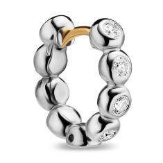 David Yurman Bezel Set Hoop Earrings in Sterling Silver with Diamonds, 13.4mm